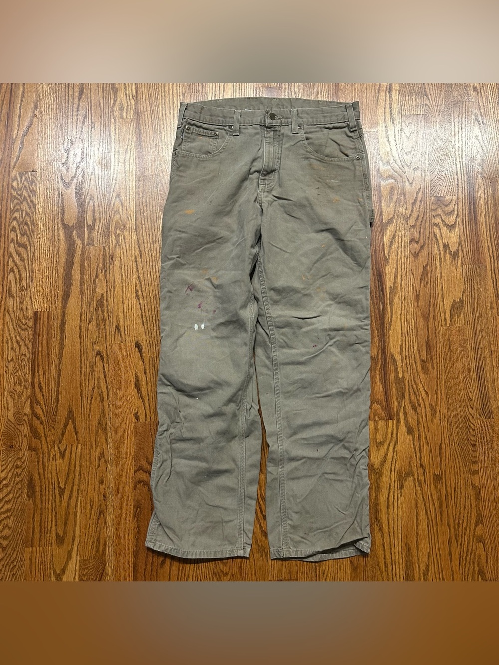 Carhartt Brown Loose Fit Carpenter Pants Men's 33x32 Utility Work B159-MUS